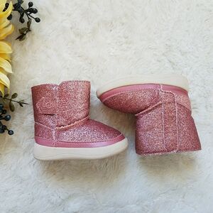 UGG Baby Pink Keelan Glitter Genuine Shearling Baby Girl Booties